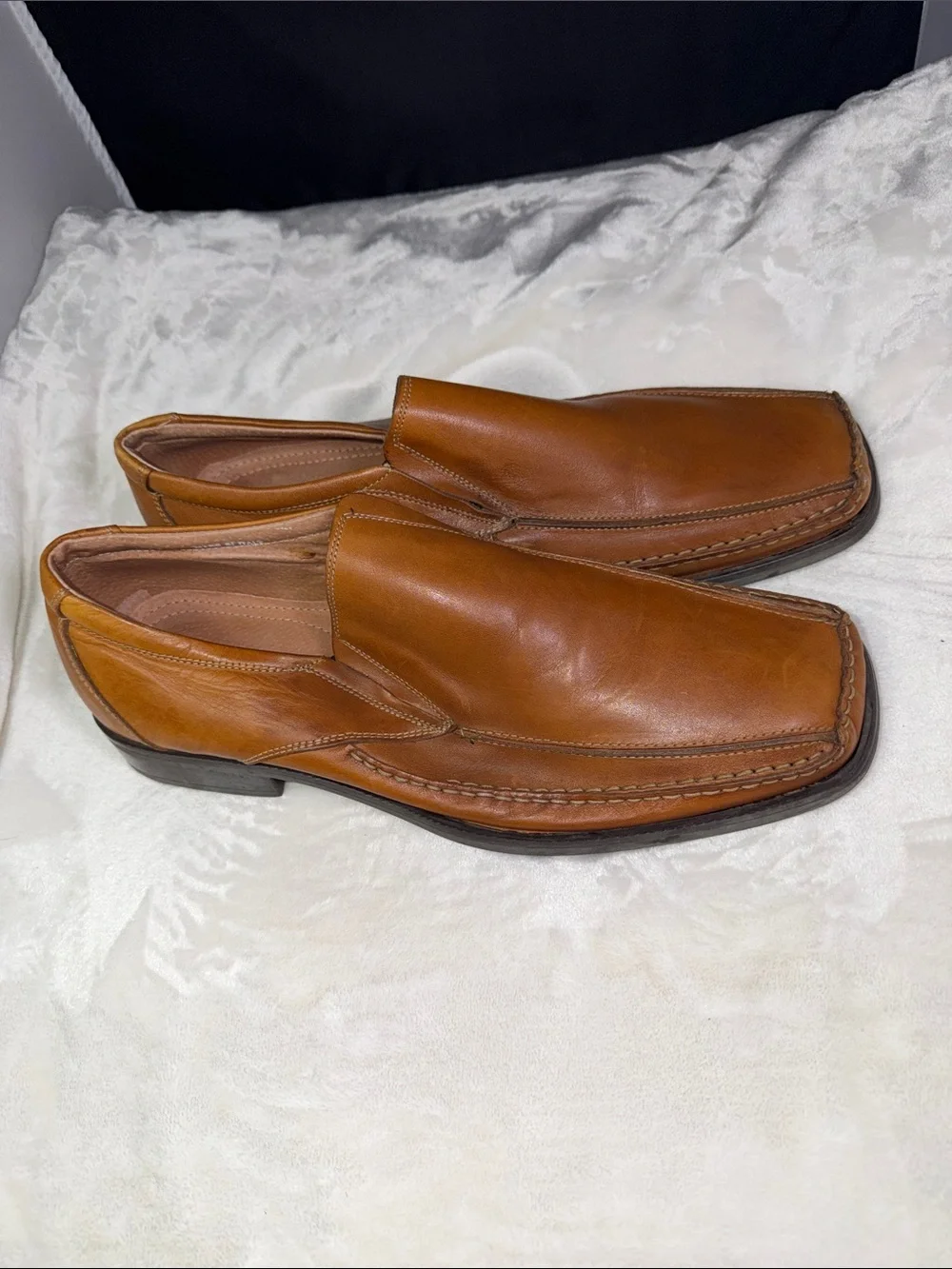 Bottesini Men’s Leather Slip-On Loafers Cognac Brown Size 13 Dress Shoes